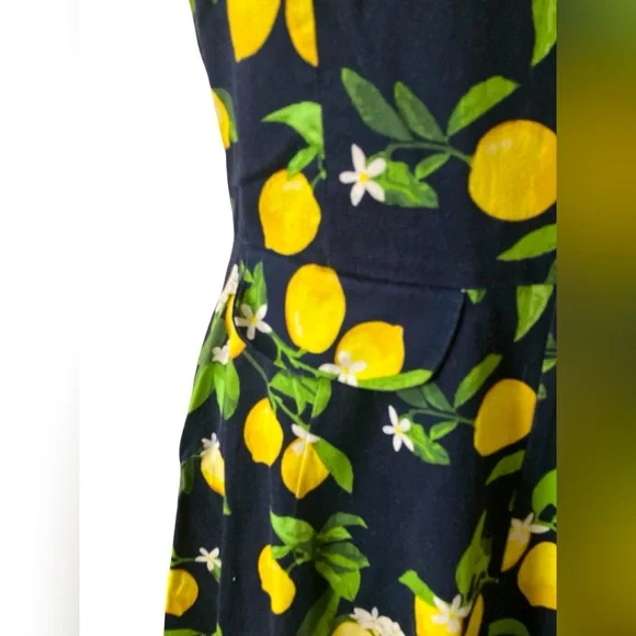 Lemon Be by Chetta B Dress Size 14 Cute Fruit A Line Summer Lemonade Stretch - Picture 4 of 6